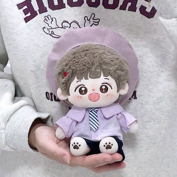 🔥新品🔥校園10cm15cm20cm娃衣帥酷紫襯衫領帶貝雷帽棉花娃娃衣服海星體棉花娃娃 娃衣套裝 娃娃配件 時尚周邊