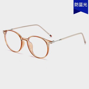 TR韓版圓框眼鏡女時尚鏡架透明色金屬腿防藍光平光鏡 可配近視