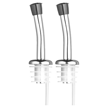 KitchenCraft 注油嘴 附蓋 - 廚房油瓶控制神器  銀色 + 黑色  2個