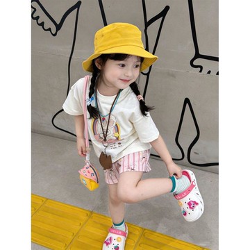 Mini baby🌷童裝女童夏季T恤上衣中小童兒童短袖夏裝純棉女童打底衫薄款1
