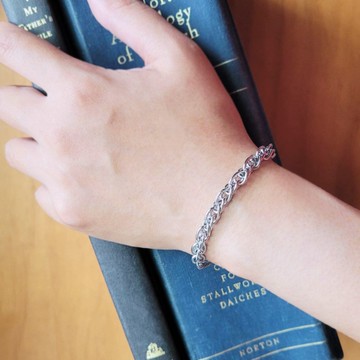 迴旋。中性款白鋼手鍊  不怕水不變色防過敏