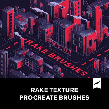 Procreate筆刷 | Rake Procreate Brushes 20款耙形紋理混合效果筆刷