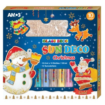 韓國 AMOS - 10色歡樂聖誕模型版DIY玻璃彩繪膠