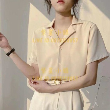 雪紡襯衫女短袖Polo領素色小眾上衣職業裝通勤打底襯衣女【繁星小鎮】