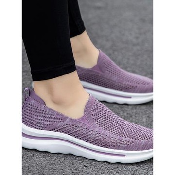 品牌女鞋2025夏季薄款網鞋一腳蹬軟底媽媽鞋輕便透氣老年人運動鞋