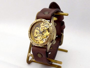 手工手錶 HandCraftWatch 手動上弦黃銅男士 32 毫米阿拉伯數字 (BHW057GD / BR)