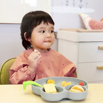 美國 Abiie 蛙式三餐-吸盤式矽膠餐盤兩件組 | 藍莓羅勒