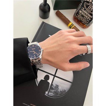 商務男士手表鋼帶時尚超薄高級感簡約氣質百搭休閑日歷石英表學生