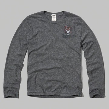 美國百分百【Abercrombie & Fitch】T恤 AF 長袖 T-shirt 麋鹿 虎頭 鐵灰 特價 S M L XL XXL號 F812