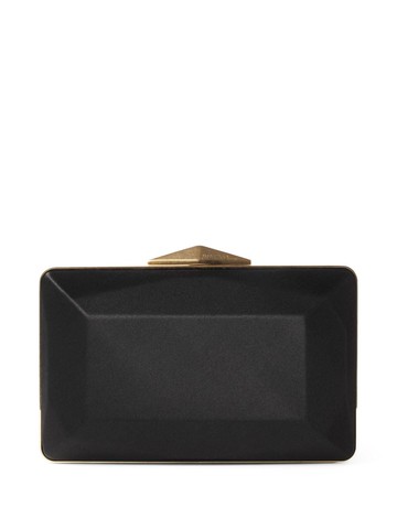 Jimmy Choo - Diamond Box satin-finish clutch bag - women - Silk/EcoVero Viscose (LENZING)/Brass/Satin - One Size - Black