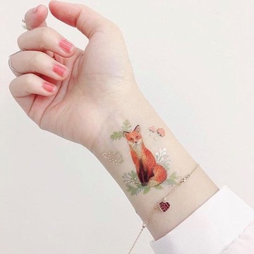 狐狸先生-2入紋身貼紙 原創手繪設計