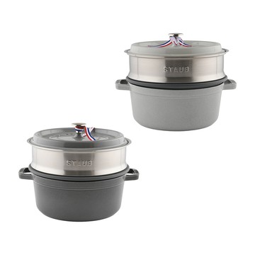 Staub 圓形鑄鐵鍋 (含蒸籠) 24cm 3.7L 全色系 法國製 湯鍋 燉鍋