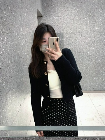 大尺碼針織開衫外套女 小香風金扣針織開衫上衣女短款春秋外搭毛衣外套半身裙套裝兩件套