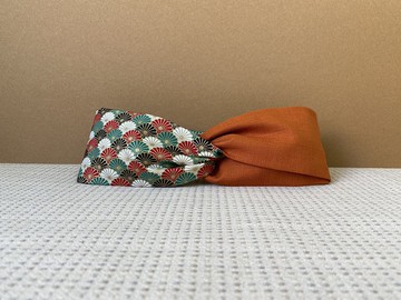 雙拼髮帶 / 日菊綠紅 - 橘