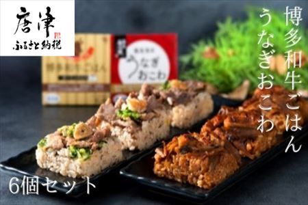 (一粒庵)霧島湧水うなぎおこわと博多和牛ごはん 6個セット(125ｇ×各3）