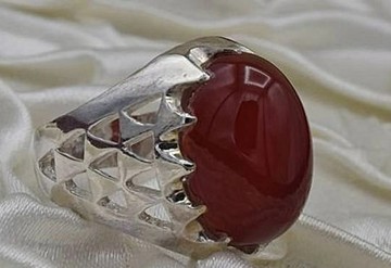 天然紅棕色男性葉門赤鐵礦戒指 精美手工戒指 925 純銀