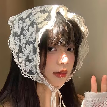 阿格羅斯 蕾絲頭巾 A款  Free Size(68 x 25cm)  單色