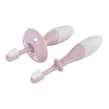 akachan honpo - 乳齒用防吞牙刷-好好握 粗握把-粉紅色