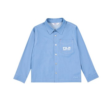 FILA KIDS 童平織襯衫-藍色 1WSA-4705-BU