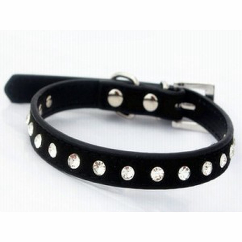 お洒落 ペット用首輪 猫 小型犬 調整可能 スエード調 キラキラ ラインストーン飾り付き Xsサイズ 黒 送料込 通販 Lineポイント最大1 0 Get Lineショッピング