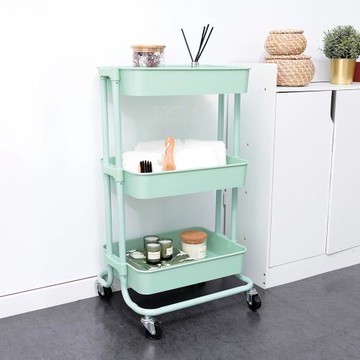 【樂嫚妮】雪花輕量化收納置物三層推車-4色