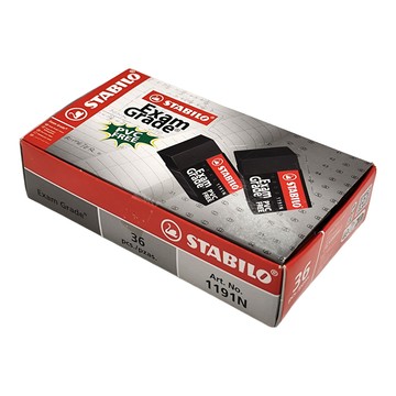 STABILO 思筆樂 Exam Grade PVC Free 無毒環保橡皮擦 36個 適用於一般/2B考試用鉛筆  黑色  1盒