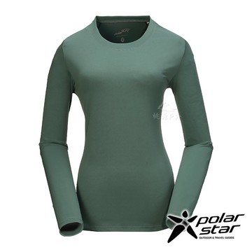【PolarStar】女 排汗圓領長袖運動衣『綠』P21232 戶外 登山 露營 機能 長袖 彈性伸縮 旅遊 輕便