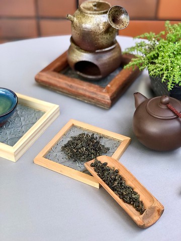 檜木  海棠花復古毛玻璃杯墊