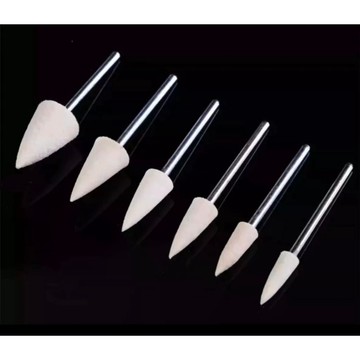 【七彩翡翠】3柄 三角形 錐型 羊毛磨頭 翡翠 玉石 水晶 瑪瑙 打磨 拋光 鏡面效果
