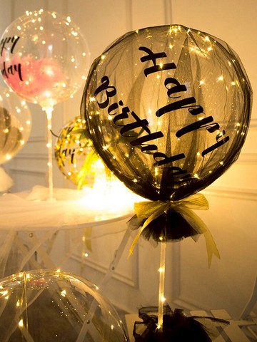 兒童成人生日布置發光波波氣球裝飾網紅創意桌飄空透明氣球布置