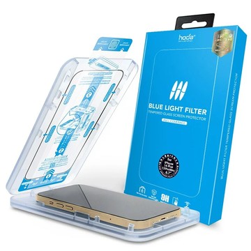hoda【iPhone 14/13系列】0.33mm 抗藍光滿版玻璃保護貼(附無塵艙貼膜神器)