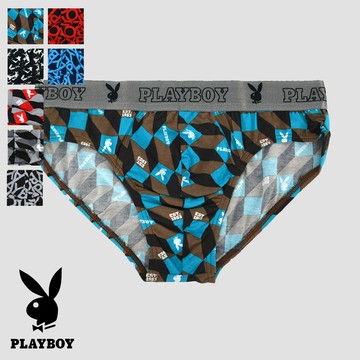 【PLAYBOY】普普風棉感彈性三角褲-SPN020B(腰帶褲頭顏色隨機出貨)