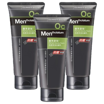 MENTHOLATUM 曼秀雷敦 男士抗痘淨涼洗面乳 含薄荷天竺葵香味 海藻鼠尾草萃取 深入毛孔底部  100g  3條