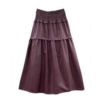 虧本~特價清倉~現貨~pu皮裙2024秋季新款百搭a字大擺半身裙子466L