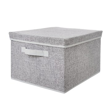 PATTO RABBIT 百特兔 棉麻附蓋收納箱  灰色  M(28 x 45 x 25cm)  1個