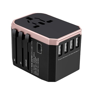 BESTHOT 8A國際萬國旅行插頭 4USB+TYPE-C -玫瑰金