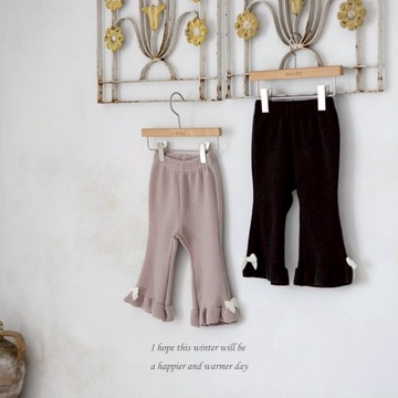 mkids 冬季蝴蝶結荷葉針織褲【現貨】女童長褲 兒童長褲 寶寶長褲 嬰兒長褲 韓國童裝