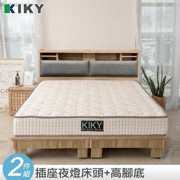 【KIKY】飛燕床頭搭配架高六分床底 二件組 台灣製造✧單人、雙人、雙人加大✧ 附插座貓抓皮靠墊床頭片 床組
