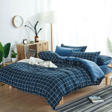 床包被套組(鋪棉兩用被套)-單人 / 舒柔棉三件式 / 格陵藍