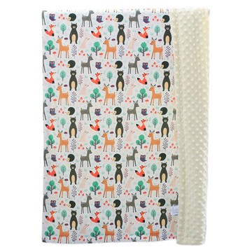 OhBabyLying 荳荳毯 秋冬絨款  110 x 75cm  黃底森林動物