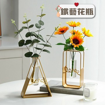 ⁺₊⋆生活大獅⋆₊⁺🌙 金色鐵藝花瓶 造型水培花瓶 北歐風 造型花瓶 精緻裝潢點綴 花藝插花擺設 創意花瓶 試管水培花瓶