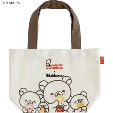 小禮堂 San-X  拉拉熊 x mister donut 帆布手提午餐袋 (甜甜圈款)