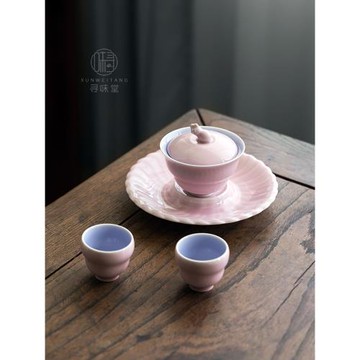 桃粉釉福祿蓋碗品茗杯｜葫蘆茶碗女生小茶杯女士陶瓷家用功夫茶具