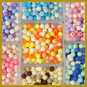 （20個/包）馬卡龍實色亞克力磨砂手感漆散珠 手工diy配件 手鏈手串圓珠 串珠材料 串珠材料包 珠珠材料 手串材料