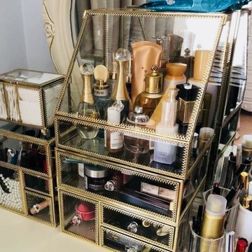 翻蓋梳妝臺玻璃化妝品收納盒防塵護膚桌面整理盒亞克力透明首飾盒
