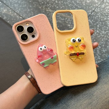 立體卡通適用於蘋果15手機殼立體支架11/12Pro防摔新款xs男女情侶14plus卡通小麥殼iPhone13