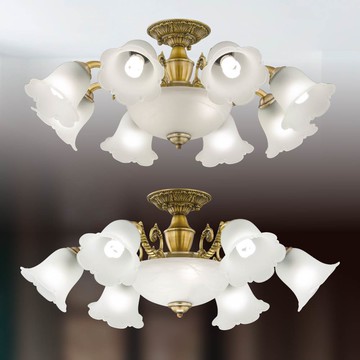 玻璃銅製半吸頂燈  38-81951、81952