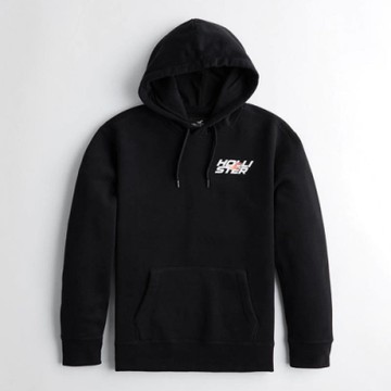 Hollister HCO 男 長袖連帽T 黑色 1489