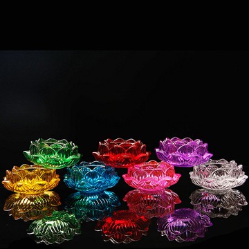 家用佛堂酥油燈座供佛觀音蓮花燈架仿琉璃七彩蓮花壇城蠟燭臺