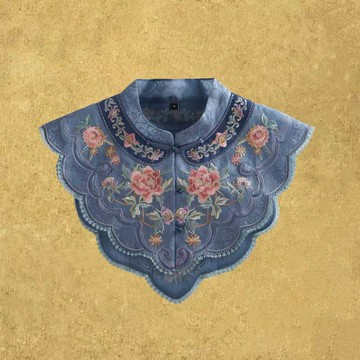 【明藍】 新中式國復古 桑蠶絲弧形云肩